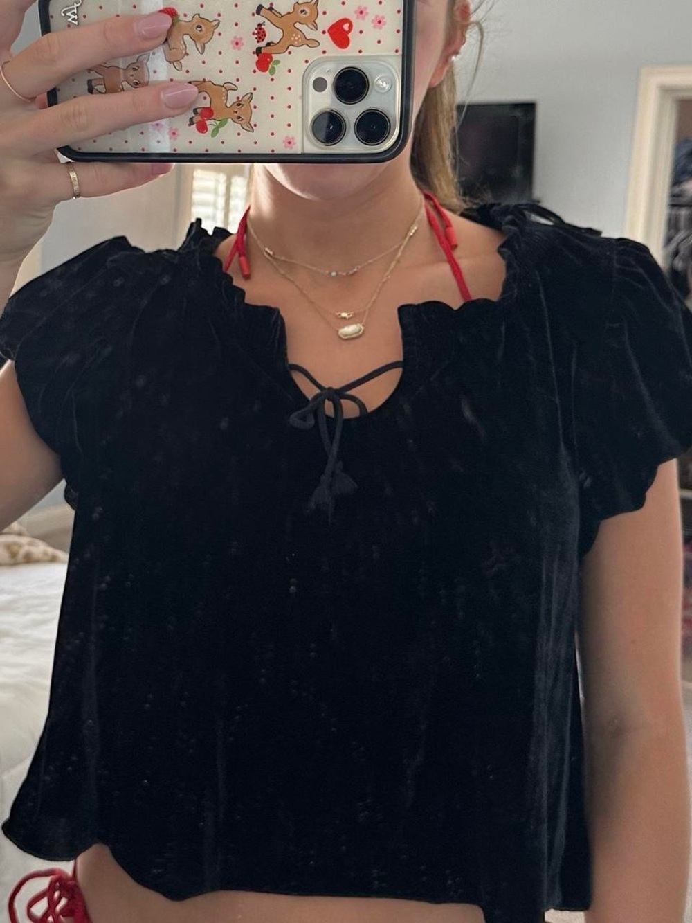 Free People Black Velvet Blouse